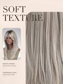 White & Gold Butterfly Long Hair With Bangs Synthetic Wig, Natural Hair Texture, Suitable For Women, Cosplay, Back To School Season - Multicolor - View 5