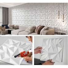 Diamond‑Style 3D Wall Panel, White, | PVC Decorative Wall Panel, Suitable For Interior Wall Decoration, Living Rooms, Lobbies, Bedrooms, Hotels, Offices, Coverage Area - A - View 9