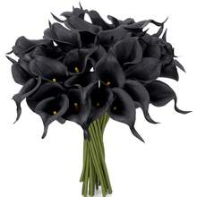 6/12pcs Realistic Black Calla Lily Artificial Flowers, Suitable For Home Decor, Outdoor Garden Decoration, Wreaths, Wedding Arrangement, Tabletop Decoration, Autumn Decor, Teacher Gifts, Halloween - Black - View 1