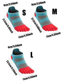 1 Pair/3 Pairs WRELS Unisex Toe Socks, Five-Toe Design, Mesh Material, Moisture-Wicking & Breathable, 3D Heel Design - Multicolor - View 3