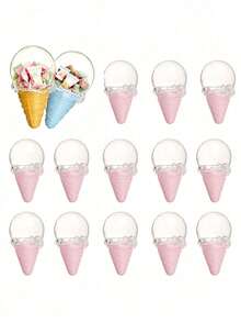 10pcs/5pcs/1pc Ice Cream Cone Shaped Plastic Candy Box - Transparent Ice Cream Cone Design Candy Container, Perfect For Candy And Snack Packaging And Holiday Party Gift Decoration, Suitable For Weddings, Birthday Parties, Theme Parties, Graduation Celebrations, Back To School Parties, Bachelor/Bachelorette Parties, Housewarming, Anniversaries, Bridal Showers, Etc. - One Size Fits All - View 1