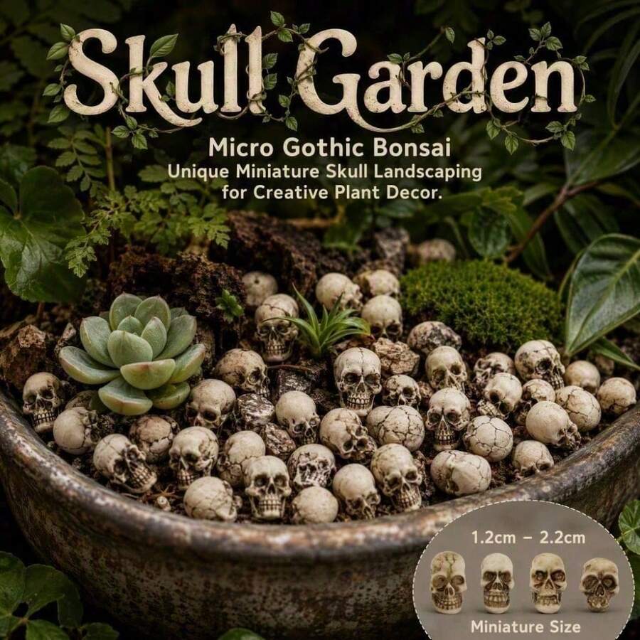 5/20/50/100pcs Halloween Decor Random Spooky Skull Figurine Pack, Aquascaping Supplies, Planter Pot Topper, Lizard Terrarium Home Tabletop Decor - MULTI - View 1