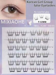 MIXIAOHE Korean Girl Group Style Self-Adhesive False Eyelashes, No Glue Needed, C-Curl Structure. Equipped With Transparent Adhesive Strip, 9-12mm Length, Perfect For Beginners' Daily Makeup Use. - View 2