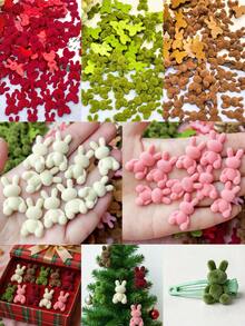 10pcs Resin Cartoon Rabbit Accessories, Suitable For Christmas Decoration, Phone Case Accessories And Hair Clips, Multi-Color Cute Rabbit Shape DIY Handmade Materials, Perfect As Christmas Theme Party Decoration Accessories And Christmas Ornaments - Multi-color - View 1