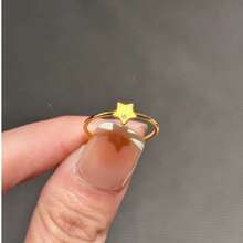 新款金色五角星女款戒指，開口可調節，極簡百搭小眾設計，高端質感 - 金色 - 查看 3