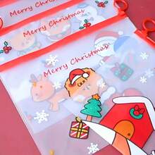 12/24pcs Christmas Cartoon PVC Zipper File Bags, Gift For Friends And Colleagues, Cute Transparent Stationery Storage Bags, Multi-Functional Gift - A - View 3
