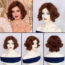Women Retro Short Finger Wave Wig Multi Color Options High Temperature Synthetic Hair Breathable Mesh Cap Vintage Flapper Cosplay Wig For Retro Themed Party Halloween Carnival Costume Dress Up - Multicolor - View 19
