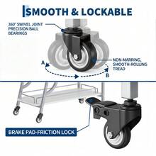 WARMTOBABY Rolling Bar Cart With Wine Rack And Glass Holder 3 Tier Industrial Beverage Cart With Wheels For Living Room Kitchen - Silver Frame + Pure White Wooden Board - View 7