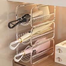 1/2pcs Desktop Transparent Storage Rack, Hair Dryer Holder, Transparent Acrylic Storage Rack, Stackable Curling Iron Holder, Suitable For Bathroom Vanity Storage, Can Store Hair Dryer, Curling Iron, Hair Styling Tools, Etc. - Multicolor - View 1