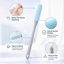 1pc Toe Gap Cleaning Brush, Soft Bristle Foot Brush For Removing Dead Skin, Light Beige, Exfoliating Nail Care Essential, Foot Care Tool, Handheld Brush, Portable Brush Head, Durable Bristles, Hygienic Material, Exfoliating Tool - Multicolor - View 5