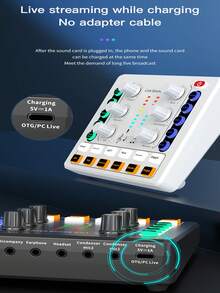 Podcast Live Sound Card, USB External Live Sound Card Audio Mixer, Multiple Sound Effects Voice Changing Mini Sound Mixer Board For Live Streaming Gaming Home KTV Singing Audio Interface Podcast Studio Sound Card - Multicolor - View 2