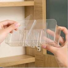 1/3pcs Wall-Mounted Cosmetic Storage Box, Plastic Cosmetic Storage Box, Suitable For Lipstick, Brushes, Nail Polish, Skincare Products - Mirror Cabinet Door Hidden Storage Box, Bathroom Vanity Storage - Transparent - View 2
