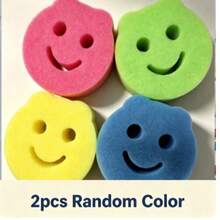 8/4/3/1pc Multi-Color Smiling Face/Flower Sponge, Surface Color Coded (Pink, Yellow, Green, Blue), With Hanging Hole. This Multi-Functional Household Cleaning Cloth Can Easily Meet Various Daily Cleaning Needs. - A - View 14