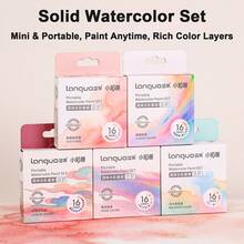 Languo 1pc 16 Colors Watercolor Paint Set, 5 Color Palettes & 2 Set Options, Solid Watercolor, Portable Full Set, Watercolor Paint, Sketching, Hand-Drawn Graffiti, Suitable For Beginners And Artists - Sets - View 5