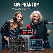 AK 8-Channel Professional Audio Mixer, 99 DSP, Bluetooth Connectivity For Mobile Phones, Built-In USB Interface, Computer Recording Capability, Compatible With 12V Car Power And 48V Phantom Power. Ideal For Live Broadcasts, Small Concerts, Etc. - US A Type Plug(110-127V) - View 7