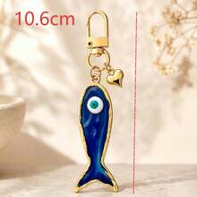 1pc/4pcs Unisex Resin Turkish Blue Eye Gradient Pendant DIY Vintage Evil Eye Charm 3D Heart Keychain Creative Bag Accessory - Multicolor - View 8
