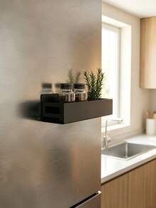 1PC Metal Magnetic Storage Rack, Kitchen Organizer, Wall Mounted No-Drill Shelf, Strong Magnetic Hanging Rack For Refrigerator,Washing Machine,Kitchen & Bathroom,Space Saving Multi-Purpose Storage,Home Organization,Housewarming,Christmas,Holiday Gift - Multicolor - View 4