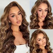 Body Wave Äkta Hårperuker Highlight 4/27 HD Transparent Lace Frontal Peruk 13x6 13x4 Äkta Hår För Kvinnor Förplockad Brasiliansk Peruk - highlight427 - Visa 4