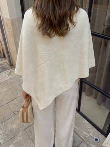 1pc Women's Casual Knit Cardigan With Button Detail, Elegant Fashion Long Sleeve Regular Length Cape, Suitable For Autumn Wear - Apricot - View 5