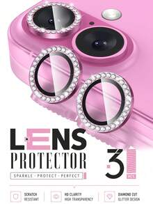 MIGAE 3pcs/Pack - Rose Pink 16/16 Plus Camera Lens Protector, 9H Tempered Glass Camera Cover Screen Protector, High Definition Transparent, With Independent Metal Ring, Compatible With IPhone 16 6.1 Inch/16 Plus 6.7 Inch, Compatible With Phone Case, Phone Accessories - Hot Pink - View 36