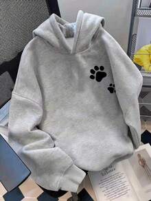 Tween Boy Fun Print Pullover Sweatshirt, Warm & Comfortable Thermal Lined Pullover Sweatshirt For Autumn/Winter - Grey - View 2