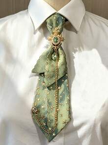 1pc Handmade Unisex Star Denim Chain Diamond Exquisite Tie, High-End Elegant, Suitable For Uniform, Daily, Party - Star Denim Style - View 9