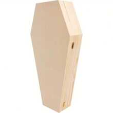 Halloween Large Craft Coffin - Halloween Empty Coffin, Gothic Style, Doll Coffin, Ring Holder, Pet Urn - Natural Wood - View 3