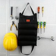Conjunto de bolsa de ferramentas portátil preta com alça de mão e fecho de segurança, design compacto e dobrável com 4 bolsos individuais para organizar suas ferramentas, feita de tecido Oxford resistente à água, acessório versátil para manutenção de bicicletas, eletrônicos e pequenos reparos domésticos. - A - Visão 7