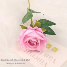 1/12/24Pcs Artificial Velvet Silk Roses With Long Stems, Realistic Soft Touch Faux Flowers Bouquet, For Wedding Home Party Table Centerpiece Decor Valentine's Day Gift - Black/Red/Pink Available - Multicolor - View 16