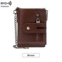 FOREVER MIYIN Dompet Lipat Pendek Pria dengan Perlindungan RFID, Dompet Koin dengan Resleting Ganda, Tempat Kartu Kapasitas Besar dengan Rantai Anti-Hilang, Jendela Foto ID untuk Penggunaan Sehari-hari - MultiWarna - View 14