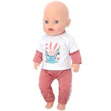 Clothes Designed For 14‑18‑Inch / 36‑45‑Centimeter Newborn Dolls, Two Adorable Styles Of Rabbit‑Flower And Puppy‑Bus Prints, Color‑Block Fake Two‑Piece Tops, Cuffed Long Pants, Firm Overlocked Edges, Ideal Holiday Gifts (Dolls Not Included) - Multicolor - View 8