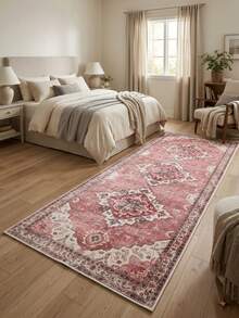 1PC Vintage Oriental Badge Bohemian Style Long Runner Rug, Soft And Durable Fabric With Non-Slip Backing, Easy To Clean Floor Mat, Suitable For Bedroom, Hallway, Entrance, Kitchen, Living Room, Perfect For Daily Home Decor, Housewarming Gift And Holiday Home Decoration - Multicolor - View 3