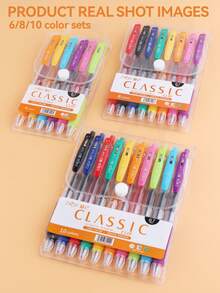 ZhiJi 6/8/10pcs Colorful Neutral Pens - Retractable, Fine Tip (0.7mm), Multiple Vibrant Colors, Gel Pen Set, Eyeliner Pen, Needle Pen, Ballpoint Pen, Perfect For Vibrant Colorful Writing And Sketching, Smooth Writing, Suitable For Painting, Highlighting, Note-Taking, Making Manuals, Office Use - Multicolor - View 11