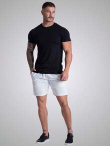 Men's Twill Shorts Simple Casual Fabric Pocket Drawstring Bermuda Shorts - White - View 6