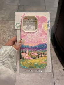 1件 白色麥田星空小鎮個性化極簡全包覆TPU防摔手機殼，適用於Apple 18 17 16 15 14 13 12 11 Pro Max Air及系列 - 彩色 - 查看 4