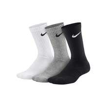 Nike Black White Grey Minimalist Versatile Comfortable Soft Breathable Moisture-Wicking Sports Casual Socks Unisex 3-Pack - Black, White and Gray - View 2