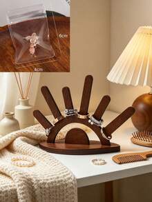 1pc Solid Dark‑Brown Hand‑Shaped Ring Display Stand, Retro Wooden Arc‑Base Hand‑Shaped With Multi‑Slot Prong, Classification Display Storage Jewelry Holder Jewellery Rack, For Dresser Vanity Bedroom Daily Use All‑Season Holiday Gift - Multicolor - View 12