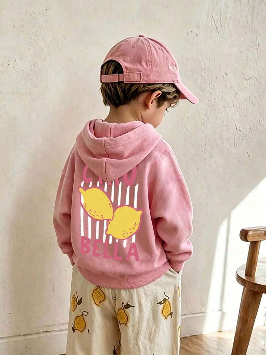 Sweatshirt Pullover Anak Laki-Laki dengan Motif Lucu, Sweatshirt Pullover Hangat dan Nyaman dengan Lapisan Termal untuk Musim Gugur/Dingin - Berwarna merah muda - View 1