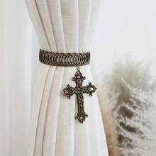 1pc Vintage Style Metal Cross Curtain Tieback Accessory Curtain Holder Curtain Holdback For Home Office Decoration - one-size - View 5