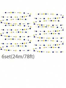 Blue & Gold Polka Dot Paper Hanging Garland, Floating Paper Dot Decoration, Suitable For Weddings, Birthday Parties, Banquets, Graduation Ceremonies, Background Decor, Holiday Decorations, Photo Backdrop - Multiple Styles - View 10