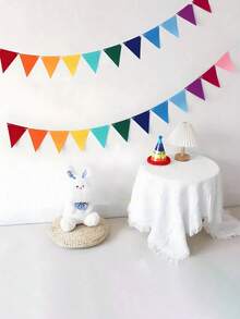 Vibrant Rainbow Flag Banners Garland, Multicolor Felt Fabric Flags, Suitable For Birthday Party, Wedding, Graduation Ceremony, Celebration, Event Decoration, Felt Fabric Banner, Rainbow Party Decoration, Autumn Home Decor - Multiple Styles - View 2