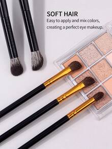 5Pcs Makeup Brush Set,For Eyeshadow Blending, Shading, Concealer And Eyebrow, ,Beginners & Makeup Lovers Daily Eye Makeup - Black - View 6