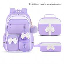 4pcs Single Bow Backpack Set, Detachable Bow, Small Bag And Pom Pom Pendant, Suitable For Daily, Travel And Gift Use - A - View 13