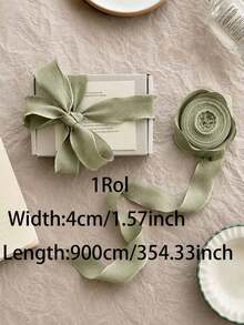 4cm抹茶綠百褶緞面絲帶，高端Ins風彈性荷葉邊禮品包裝絲帶，生日派對包裝絲帶，編髮繩，蛋糕包裝，DIY蝴蝶結，婚禮花束，畢業派對，花卉緞面絲帶 - 青色 - 查看 6