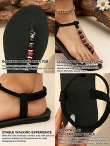 Women's Casual Fashion Flat Sandals - Black - View 4