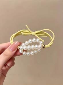 5/10pcs Pearl Hair Ties For Women, High Elasticity 4-Strand Hair Bands, Fresh Daily Hair Styling - Multicolor - View 12