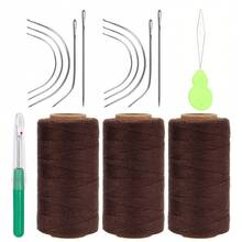 Lusecarl Hair Extension Sewing Kit, 3 Rolls Hair Extension Thread With 10 C/J/I Shaped Curved Hand Sewing Needles, Suitable For Hair Extensions, Hair Piece Sewing, Wig DIY (10+3, 3 Colors), Halloween - View 11