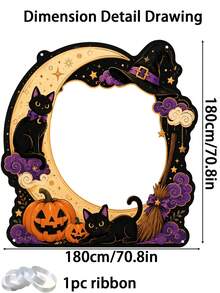 Halloween Photography Props, Fun Polyester Hollow Out Party Props, Equipped With Witch Magic Jars, Ghost Castles, Black Cats, Interactive Photo Booth Decorations, Suitable For Trick Or Treat Parties, Halloween Party Decorations, And Home Decor Items - A - View 15