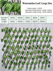 Protection Expandable Artificial Vine Leaf Fence, Foldable Retractable Wooden Trellis Hedge With Ivy Grape Watermelon Yellow Maple Fake Foliage For Courtyard Balcony Fence Wall Shield Decoration - Fence - View 6