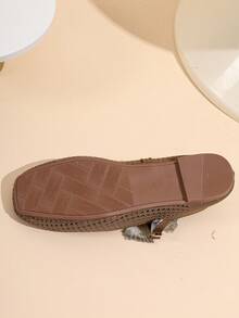 Summer Breathable Mesh Mary Jane Shoes, Vintage Tulle Butterfly Decor, Single Strap Buckle, Soft Sole, Low Vamp, Fairy Style Flat Shoes - Coffee Brown - View 2